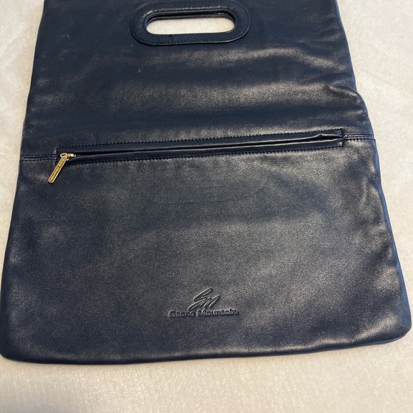 👜 Stone Mountain Navy Blue Fold-Over Clutch / leather Tote/ clutch Bag - Picture 2 of 6
